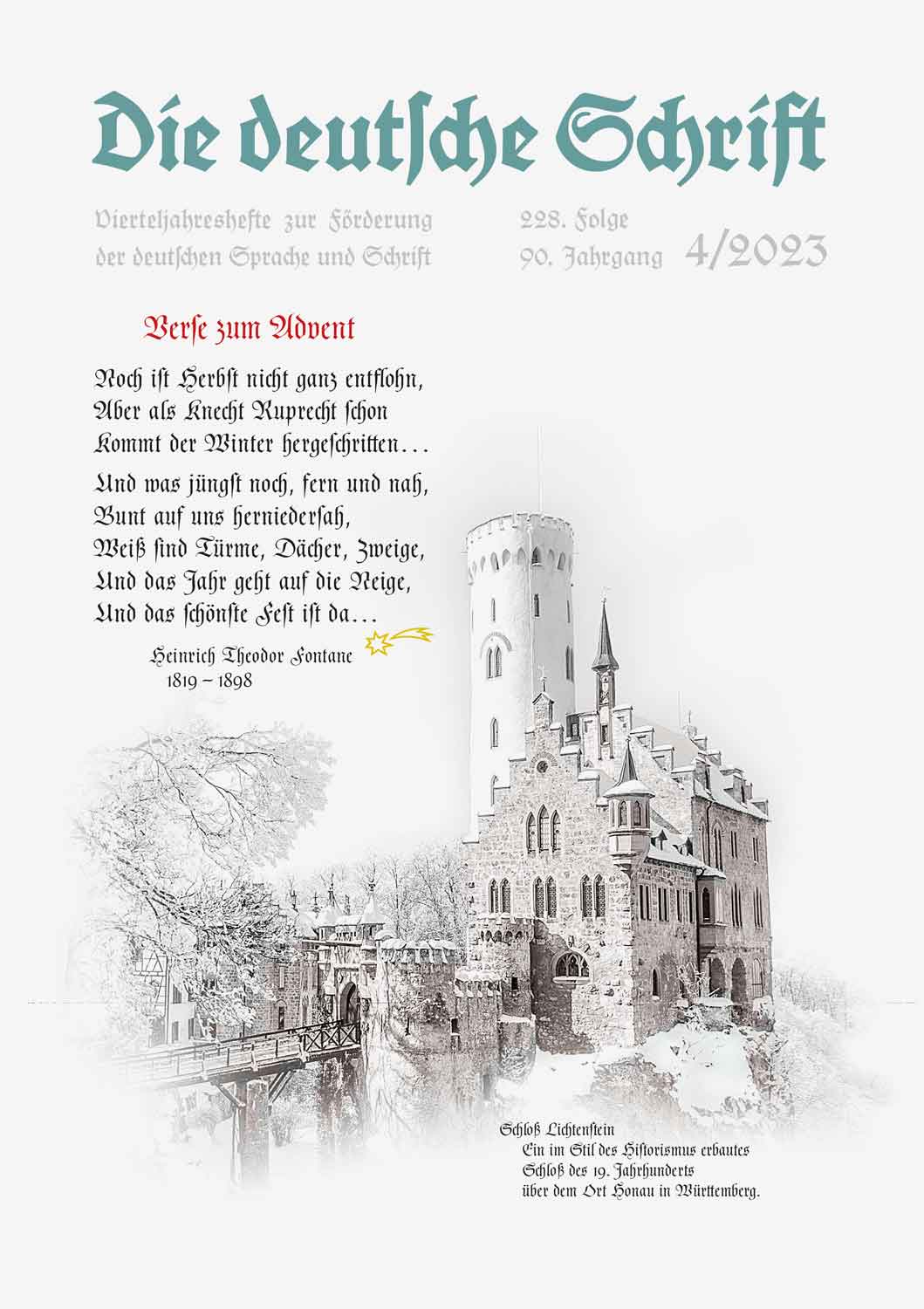 Die Ausgabe 4/2023 der Zeitschrift "Die deutsche Schrift" taucht tief in die Welt der deutschen Sprache und Schrift ein.
